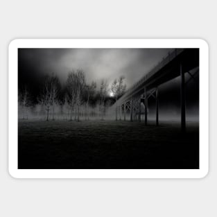 Dark Art Bridge in the Fog / Swiss Artwork Photography Sticker